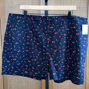 1901 High Waisted Navy/Cherry Print Shorts